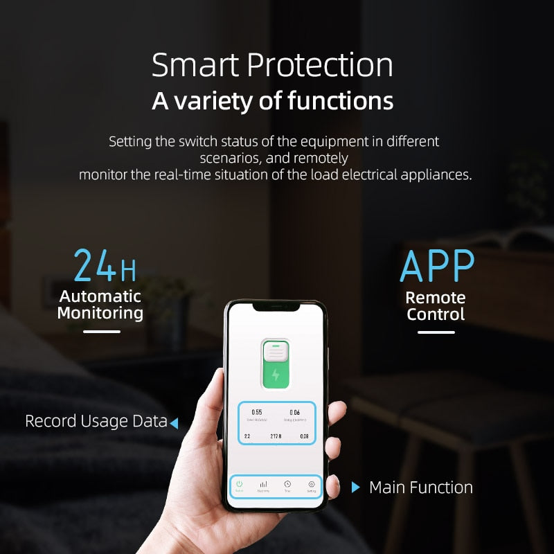 Disjuntor Inteligente WiFi Smart - com Controle e Medição da Energia por App Tuya Smart Life 1P - Casa Inteligente