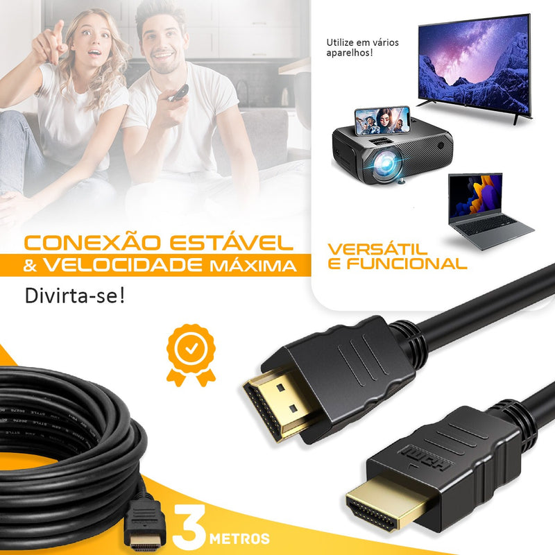 19BR Cabo Hdmi Gold 4k 3m Metros Mts 3d Hd Blindado Tv Pc