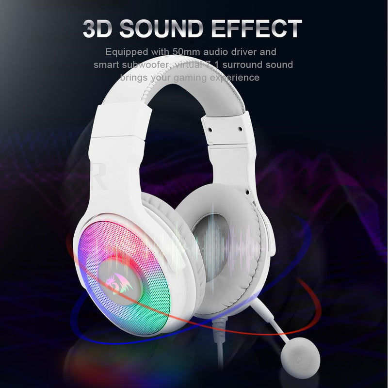 Redragon Fone De Ouvido Pandora H350RGB Backlight Para Jogos/Headphone Com Microfone USB Surround sound