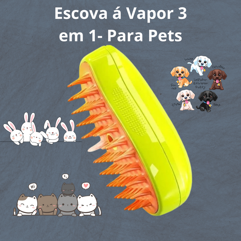 Escova á Vapor 3 em 1 para Pets