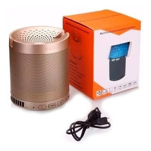 123 IMPORTS Caixa De Som Multifuncional Wireless Speaker Celular Tablet Cor Dourado