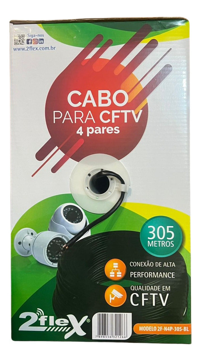 2Flex Cabo Rede Utp Lan 4p Cftv Cat5e 4 Pares Cca – 305 Metros