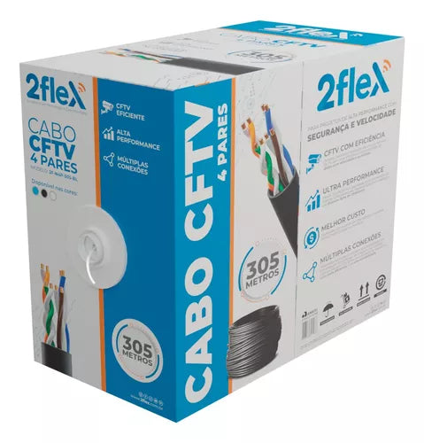 2Flex Cabo Rede Utp Lan Cat5e 4 Pares Cca 305 Metros Branco