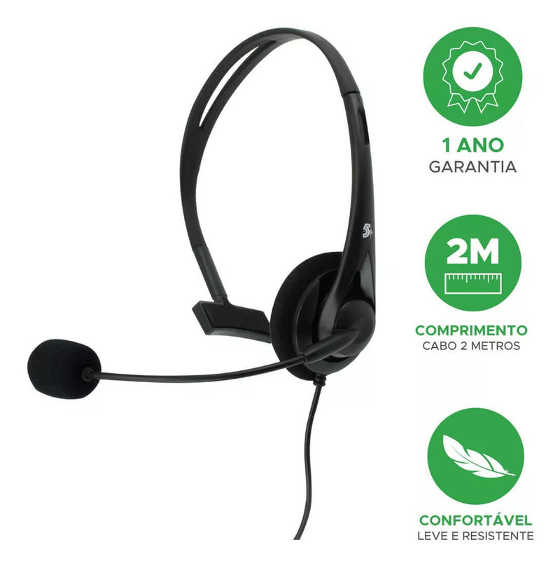 5+ Fone Headset Home Office Telemarketing Callcenter Usb