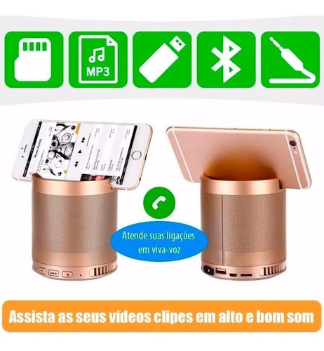 123 IMPORTS Caixa De Som Multifuncional Wireless Speaker Celular Tablet Cor Dourado