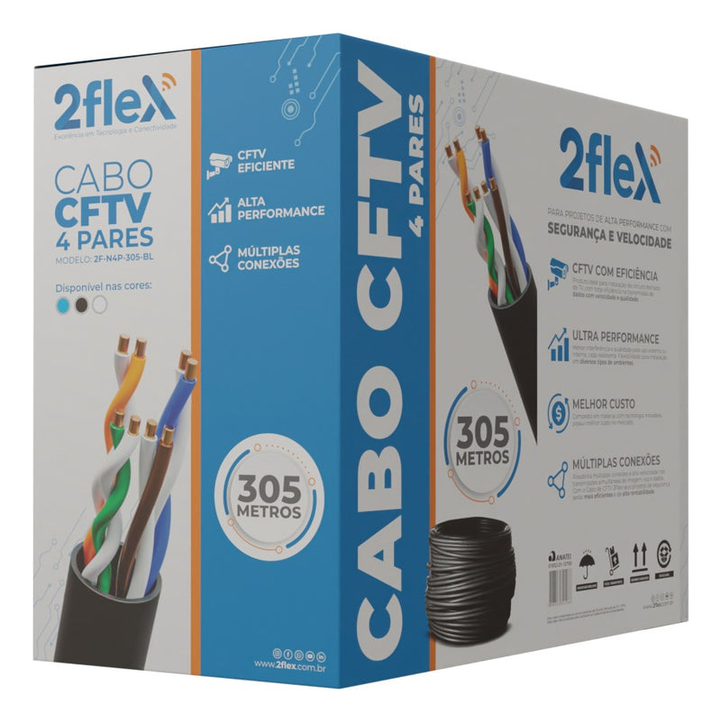 2Flex Cabo Rede Utp Lan Cat5e 4 Pares Cca 305 Metros Branco