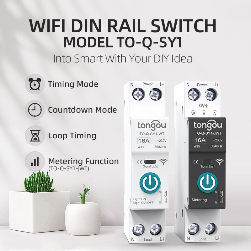 Disjuntor Inteligente WiFi Smart - com Controle e Medição da Energia por App Tuya Smart Life 1P - Casa Inteligente