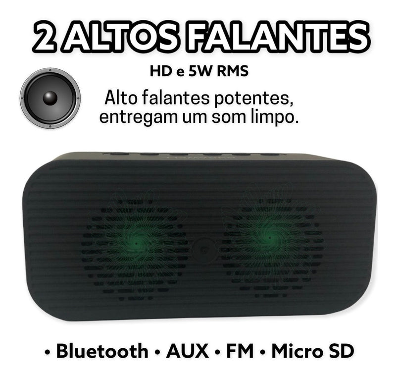 |mport Rádio Relógio Digital Despertador Caixa De Som Bluetooth Fm